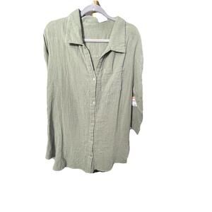 NWT Boho Me Women’s Size Large Green Tunic Top 100% Cotton